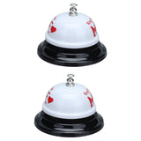 2Pcs Meal Bells Stainless Steel Hand Pressed Bell Counter Food Bells for Restaurant Bar White Paint