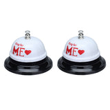 2Pcs Meal Bells Stainless Steel Hand Pressed Bell Counter Food Bells for Restaurant Bar White Paint - Rear View