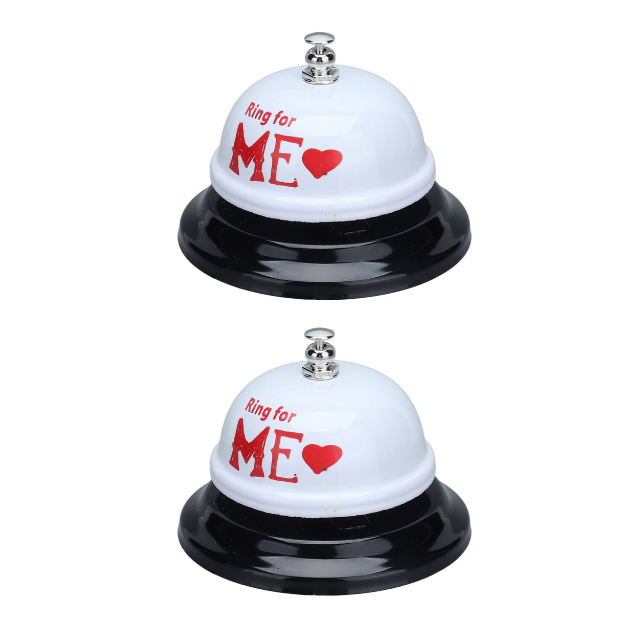2Pcs Meal Bells Stainless Steel Hand Pressed Bell Counter Food Bells for Restaurant Bar White Paint