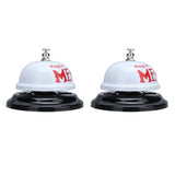 2Pcs Meal Bells Stainless Steel Hand Pressed Bell Counter Food Bells for Restaurant Bar White Paint