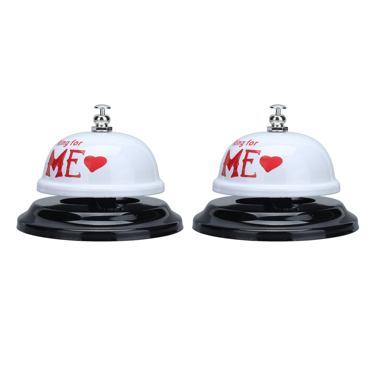 2Pcs Meal Bells Stainless Steel Hand Pressed Bell Counter Food Bells for Restaurant Bar White Paint