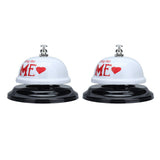 2Pcs Meal Bells Stainless Steel Hand Pressed Bell Counter Food Bells for Restaurant Bar White Paint - Extra Image