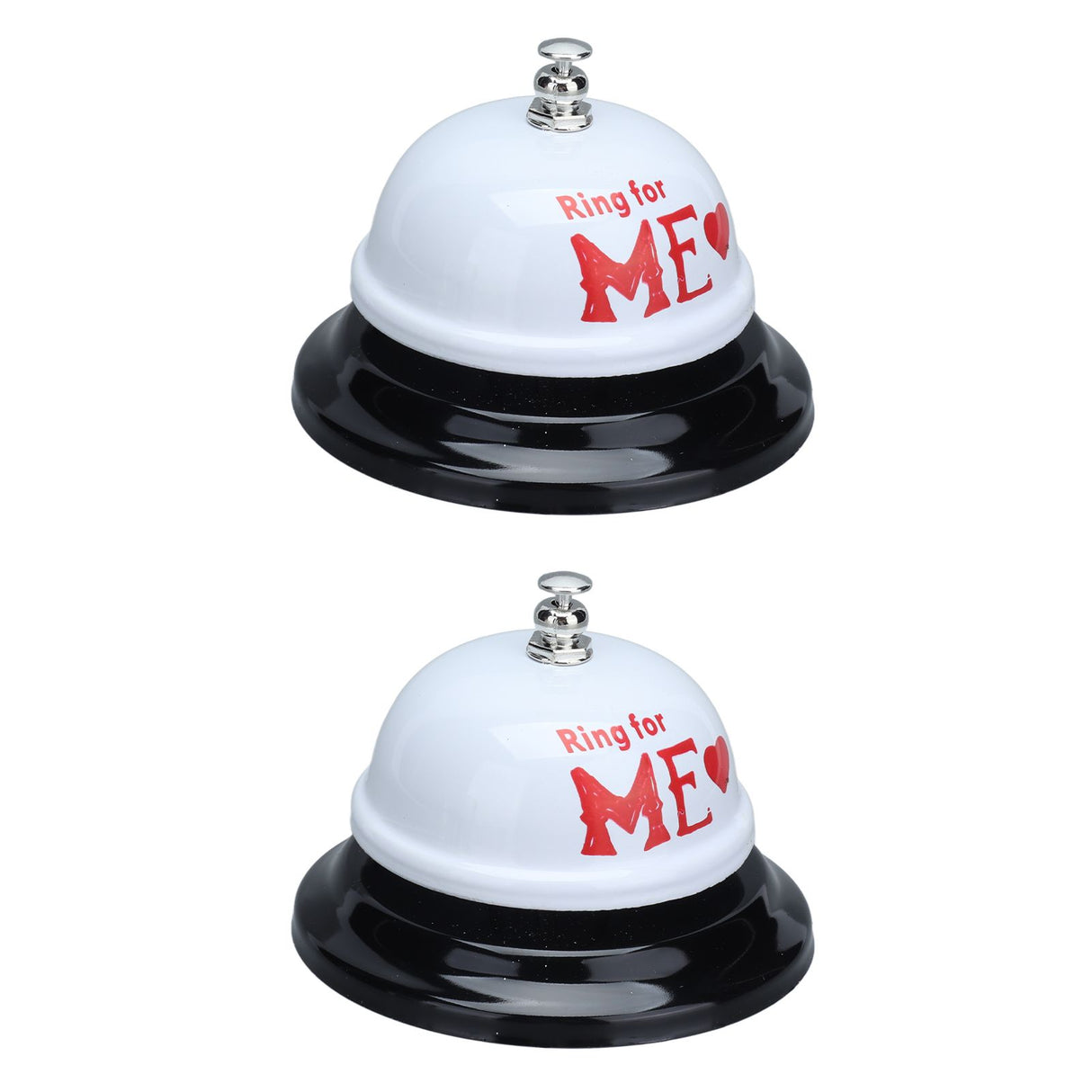 2Pcs Meal Bells Stainless Steel Hand Pressed Bell Counter Food Bells for Restaurant Bar White Paint