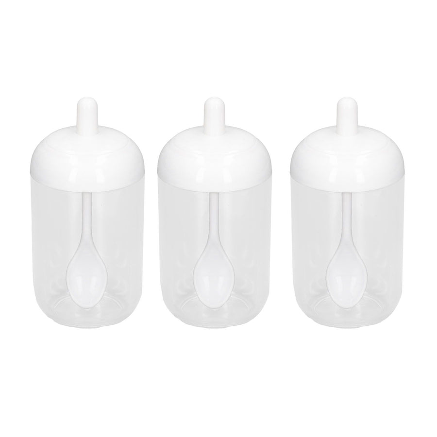 3PCS Seasoning Box with Spoon Transparent Spice Bottle Sealed Spice Container for Kitchen