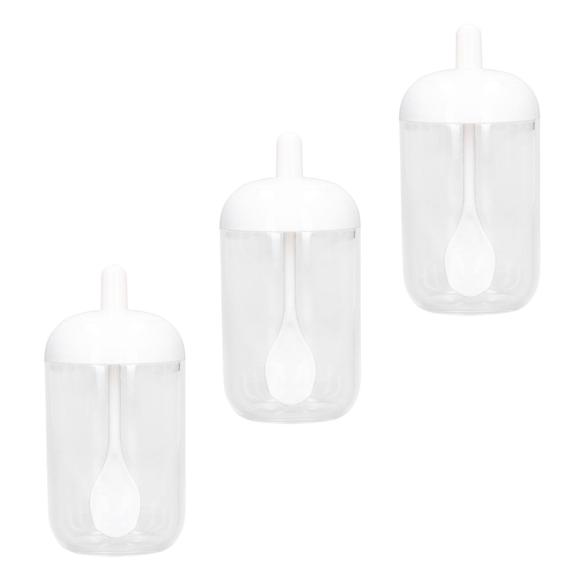 3PCS Seasoning Box with Spoon Transparent Spice Bottle Sealed Spice Container for Kitchen