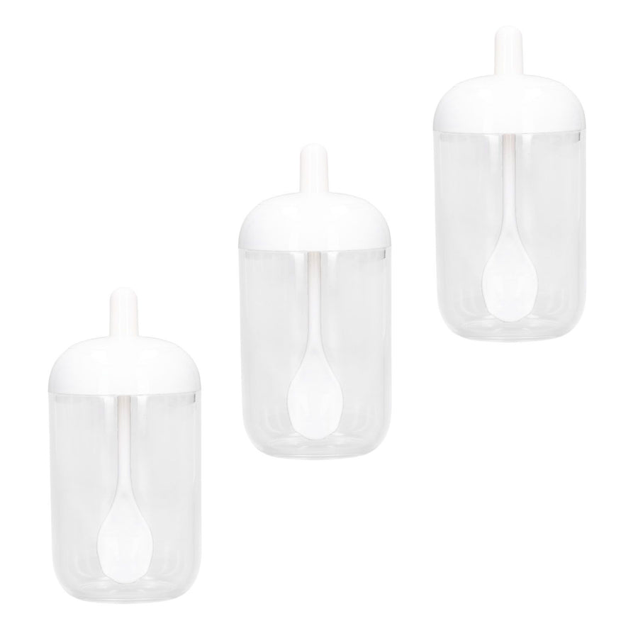 3PCS Seasoning Box with Spoon Transparent Spice Bottle Sealed Spice Container for Kitchen