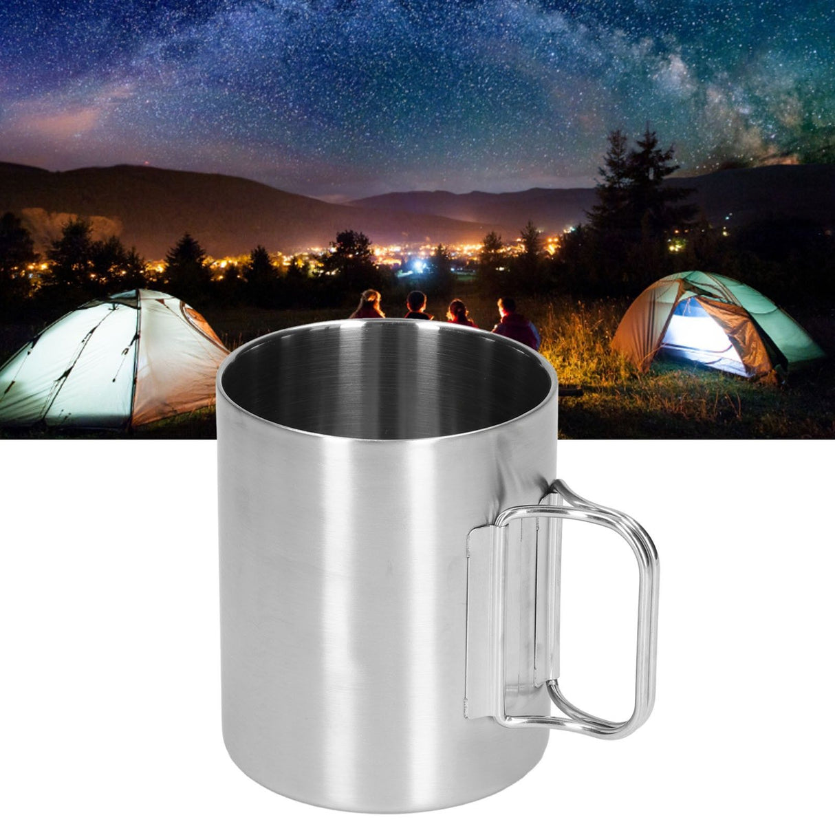 Stainless Steel Cup Corrosion Resistant Folding Handle Folding Design Exquisite Coffee Mug