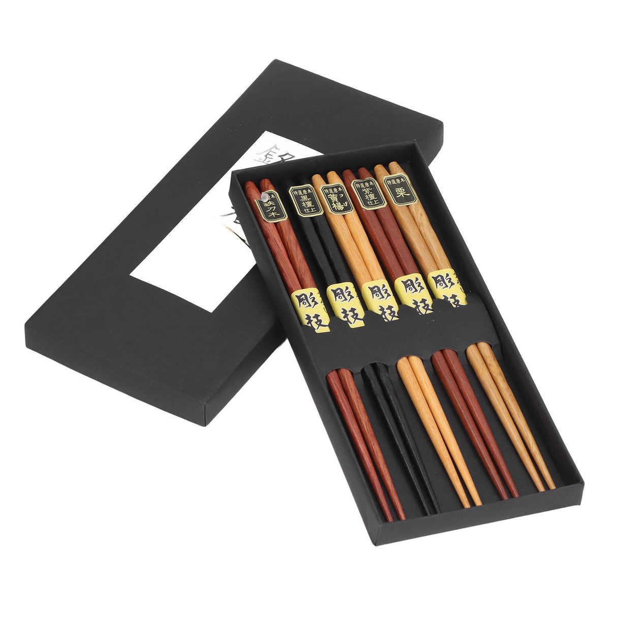 Chopsticks Set 5 Different Colors Natural Wood Antislip Design Feel Comfortable Chopsticks ReusablePointed Chopsticks