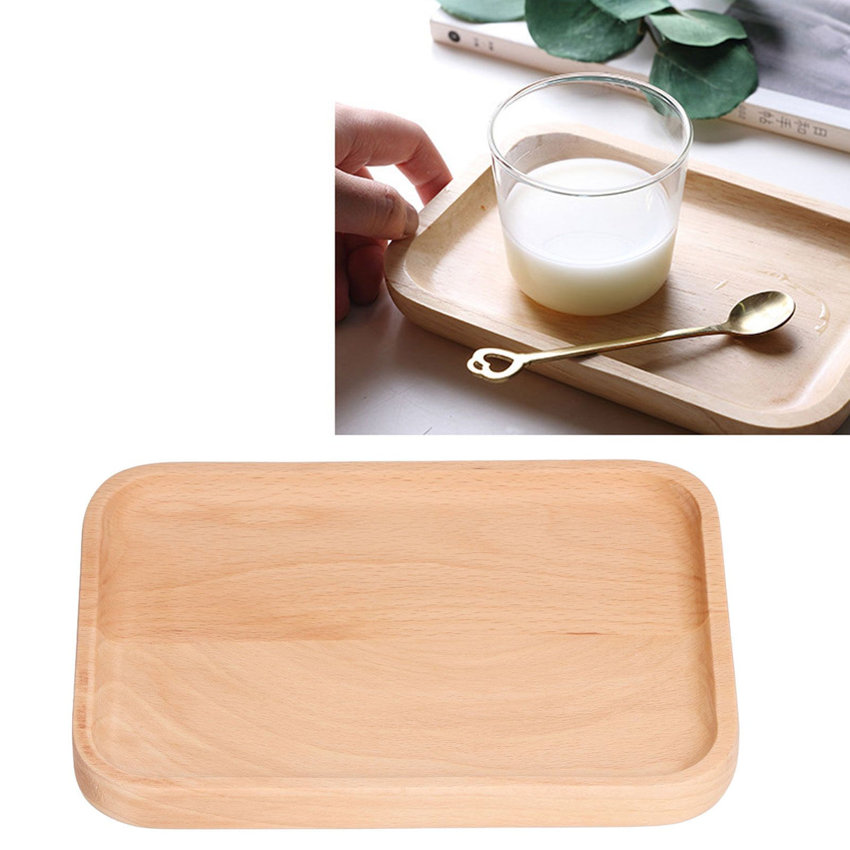 Wooden Rectangular Serving Tray Dinner Drink Food Snack Saucer Platter for Home Restaurants