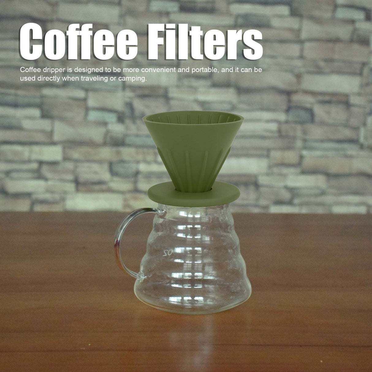 Silicone Coffee Dripper Reusable Cone Coffee Filter Holder for Travel Hiking Camping Home OfficeGreen