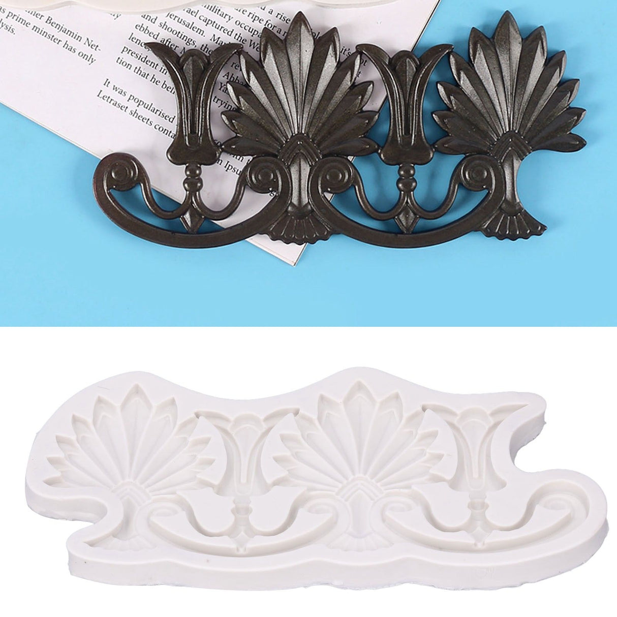 Cake Border Silicone Mold European Retro Pattern DIY Gray Nontoxic for Clay Resin Chocolate