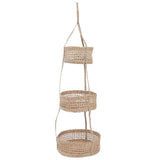 Hanging Fruit Basket Rattan 3 Tiers Multifunctional Foldable Elegant Style Easy Installation Hanging Produce Basket - Front View