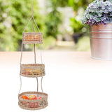 Hanging Fruit Basket Rattan 3 Tiers Multifunctional Foldable Elegant Style Easy Installation Hanging Produce Basket