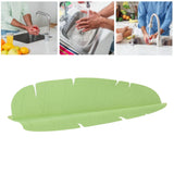 Kitchen Sink Water Splash Guard Elastic Reusable Banana Leaf Water Sink Splashing Guard for Dishes Vegetables Washing Green