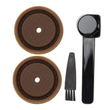 Reusable Coffee Capsule Lid Food Grade Silica Gel Environmental Resilient Lid with Brush Spoon for Vertuoline Pro Coffee Pod - Top-Down View