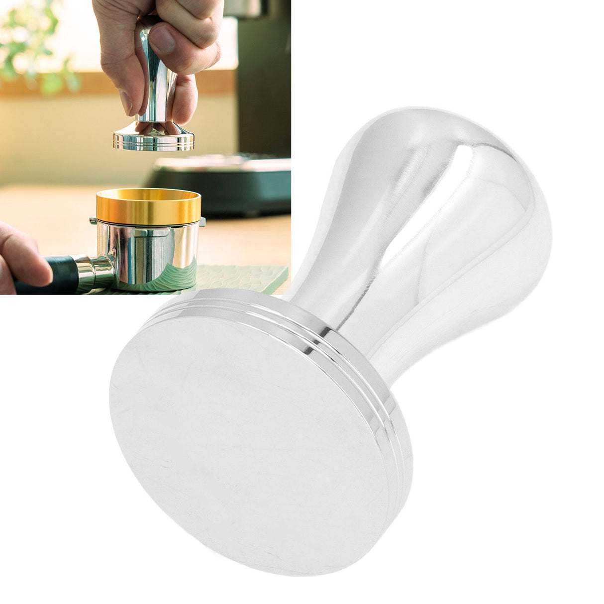 51mm Stainless Steel Coffee Tamper Flat Base Coffee Tamp Tool Coffee Powder Hammer for Home Office