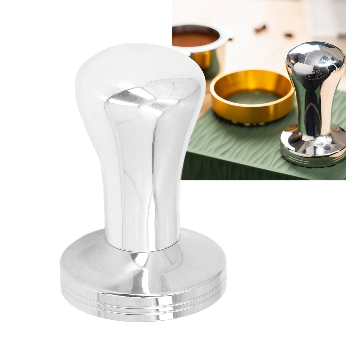 51mm Stainless Steel Coffee Tamper Flat Base Coffee Tamp Tool Coffee Powder Hammer for Home Office