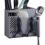 Cutlery Holder Multifunctional Wall Mounted Chopsticks Drying Rack for Home Kitchen Grey