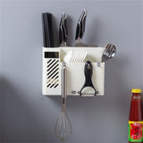 Cutlery Holder Multifunctional Wall Mounted Chopsticks Drying Rack for Home Kitchen White