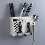 Cutlery Holder Multifunctional Wall Mounted Chopsticks Drying Rack for Home Kitchen White