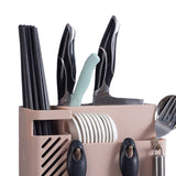 Cutlery Holder Multifunctional Wall Mounted Chopsticks Drying Rack for Home Kitchen Pink