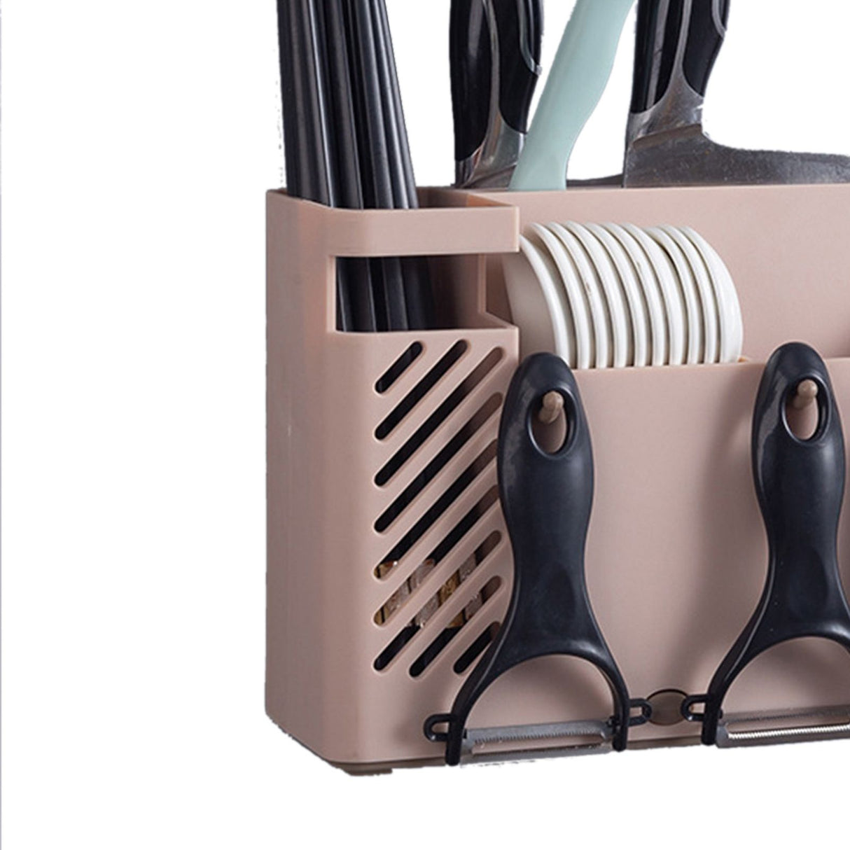 Cutlery Holder Multifunctional Wall Mounted Chopsticks Drying Rack for Home Kitchen Pink