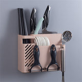 Cutlery Holder Multifunctional Wall Mounted Chopsticks Drying Rack for Home Kitchen Pink - 45-Degree Angle
