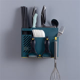 Cutlery Holder Multifunctional Wall Mounted Chopsticks Drying Rack for Home Kitchen Dark Blue