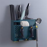 Cutlery Holder Multifunctional Wall Mounted Chopsticks Drying Rack for Home Kitchen Dark Blue