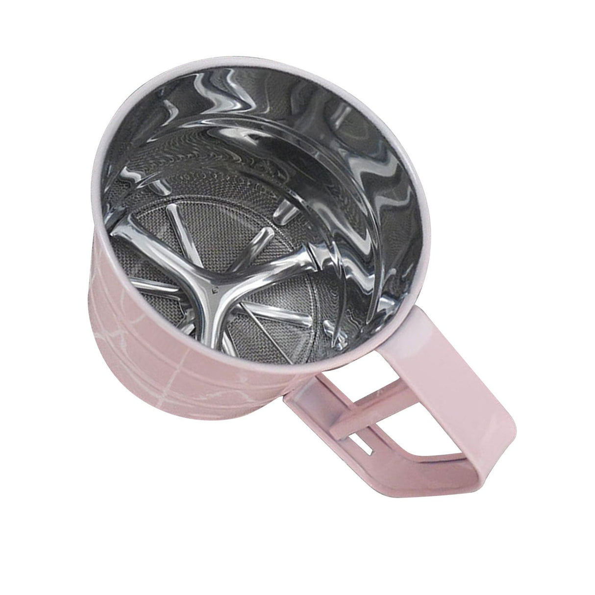 Flour Sifter Stainless Steel Corrosion Resistant Safe Odorless Beautiful Handheld Baking Flour Mesh Sieve Pink