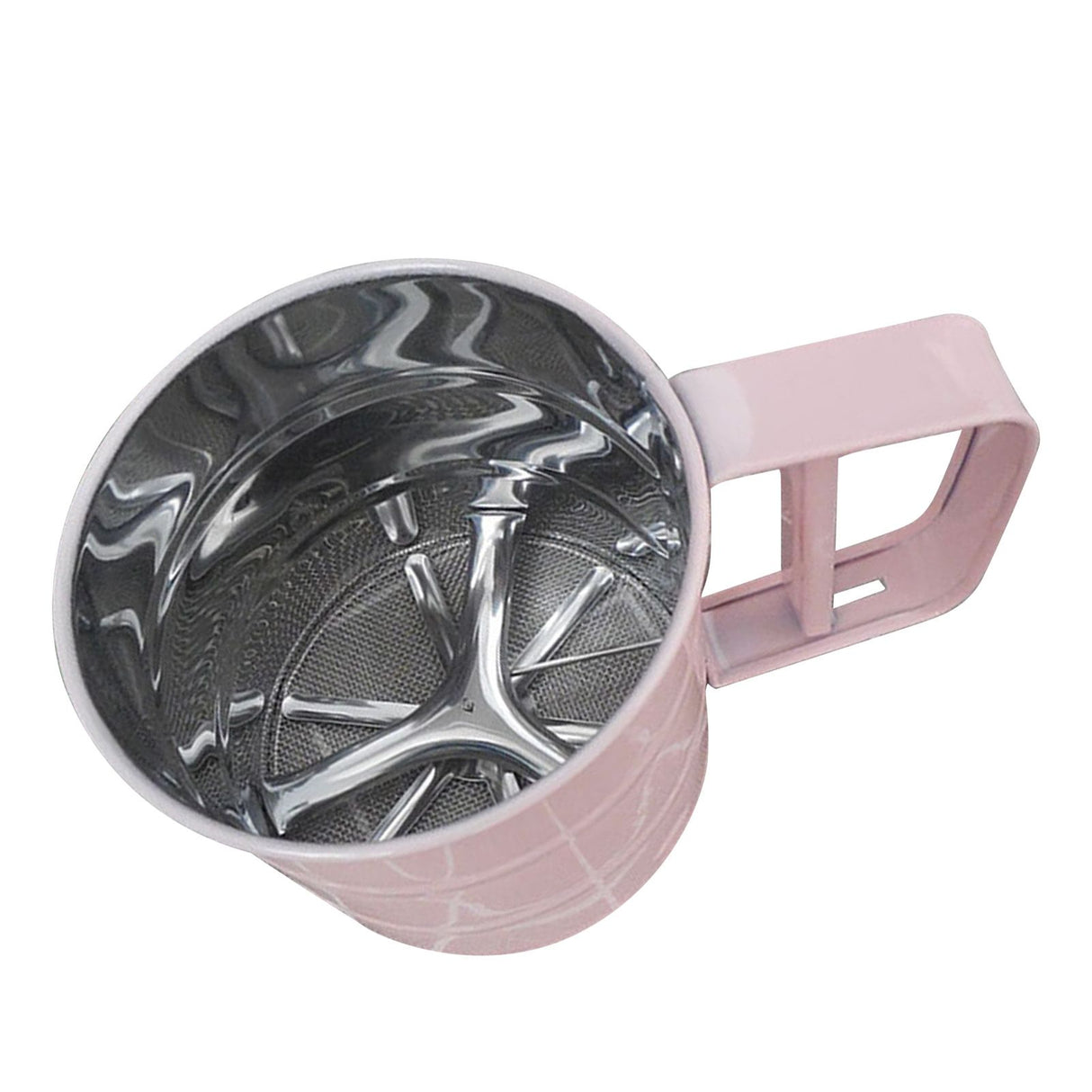 Flour Sifter Stainless Steel Corrosion Resistant Safe Odorless Beautiful Handheld Baking Flour Mesh Sieve Pink