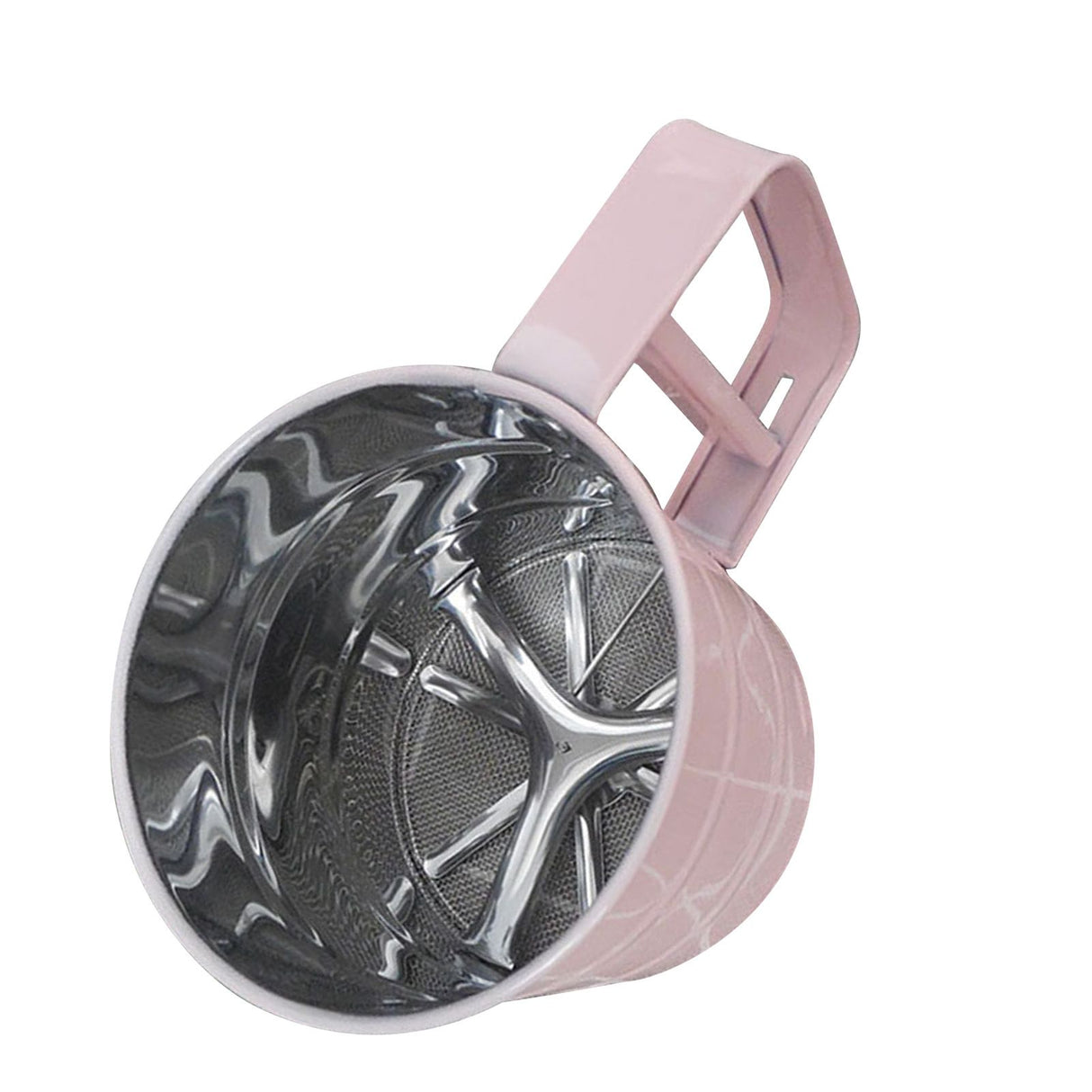 Flour Sifter Stainless Steel Corrosion Resistant Safe Odorless Beautiful Handheld Baking Flour Mesh Sieve Pink