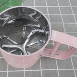 Flour Sifter Stainless Steel Corrosion Resistant Safe Odorless Beautiful Handheld Baking Flour Mesh Sieve Pink - Extra Image