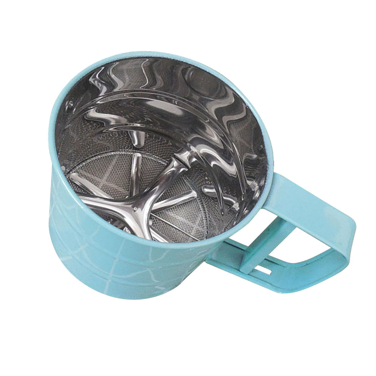 Flour Sifter Stainless Steel Corrosion Resistant Safe Odorless Beautiful Handheld Baking Flour Mesh Sieve Blue