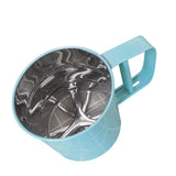 Flour Sifter Stainless Steel Corrosion Resistant Safe Odorless Beautiful Handheld Baking Flour Mesh Sieve Blue - Top-Down View