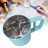 Flour Sifter Stainless Steel Corrosion Resistant Safe Odorless Beautiful Handheld Baking Flour Mesh Sieve Blue