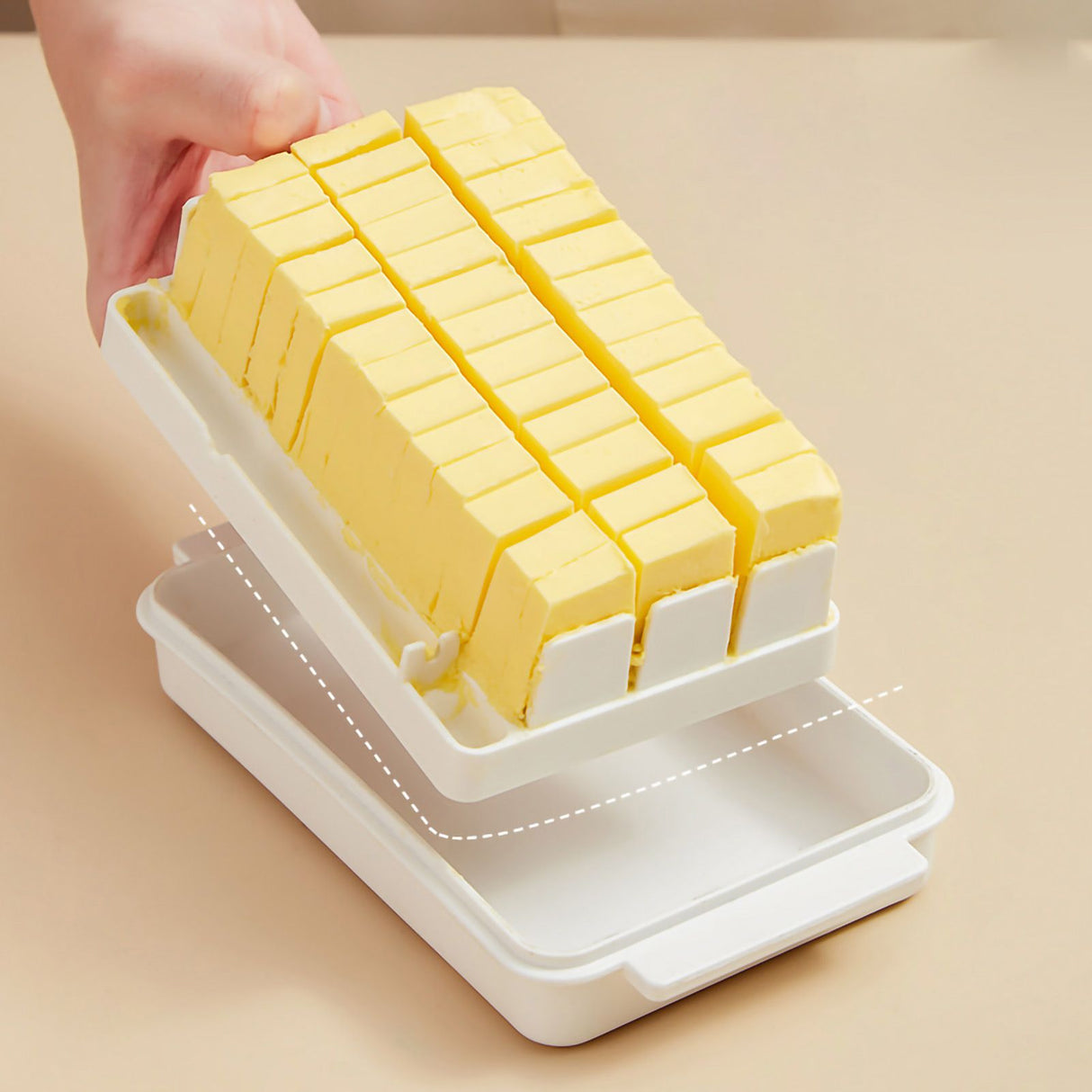 Butter Cutting Box with Transparent Lid Cutting Wizard Preservation Multifunctional Butter Container for Refrigerator White