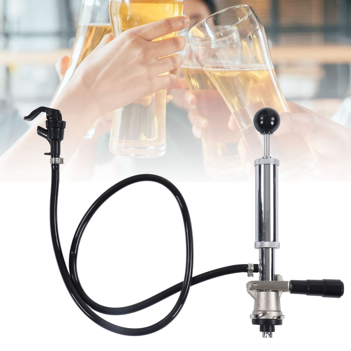 Beer Keg Pump Leakproof Rustproof Stainless Steel Beer Quick Keg Tap Pump S Type Dispenser for Picnic Party Wedding