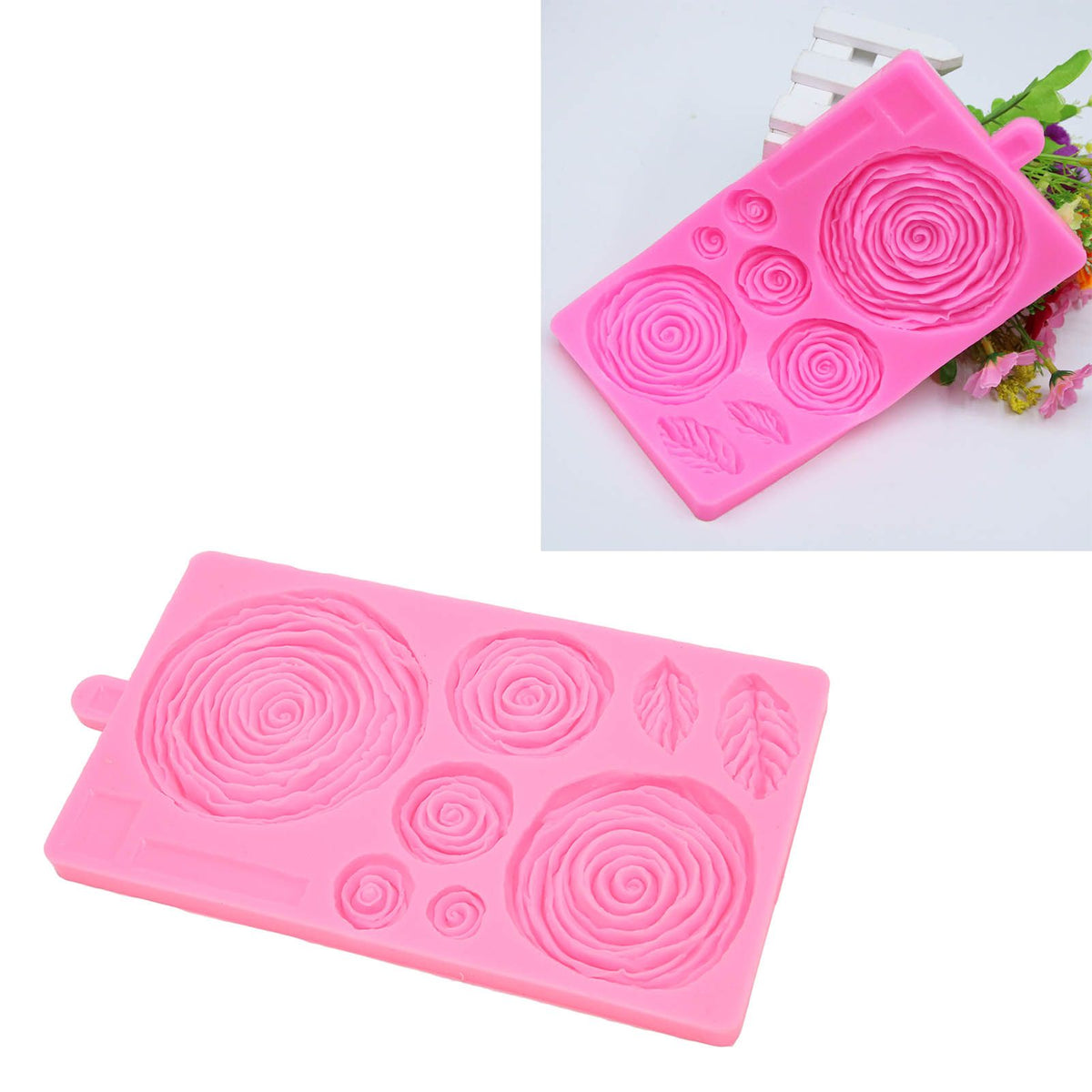 Roses Mold Stick Proof Toxic Free Odorless Dishwasher Safe Silicone Leaf Flower Mould for DIY Cake Chocolate