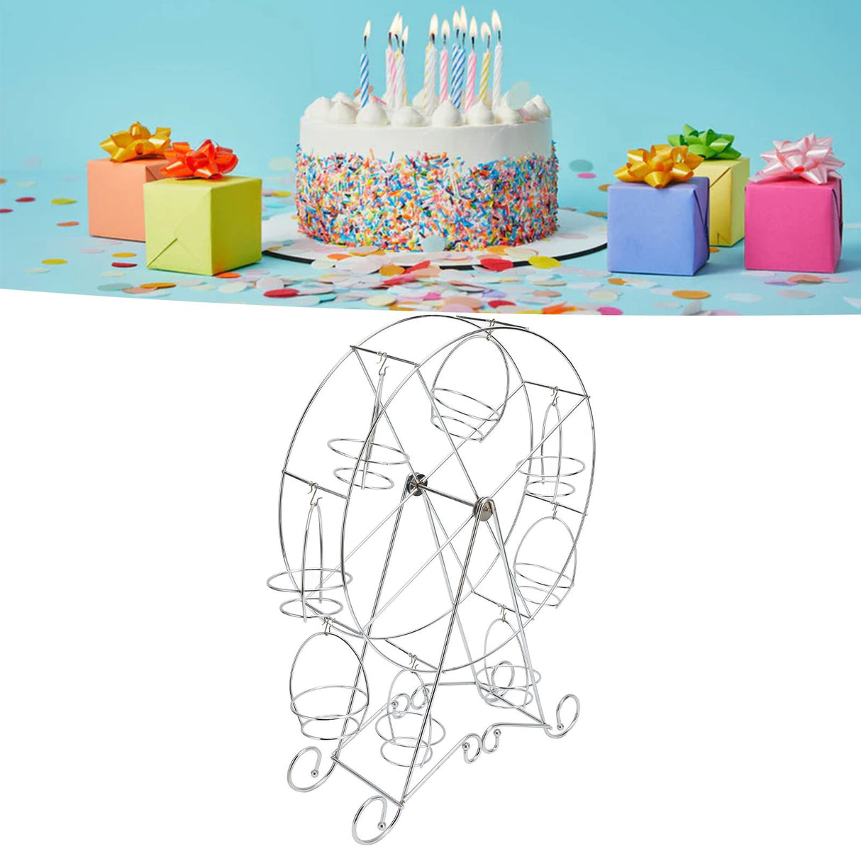 Ferris Wheel Cupcake Stand 8 Cups Dessert Carrier Display Holder for Restaurants Dessert Shops Theme Party