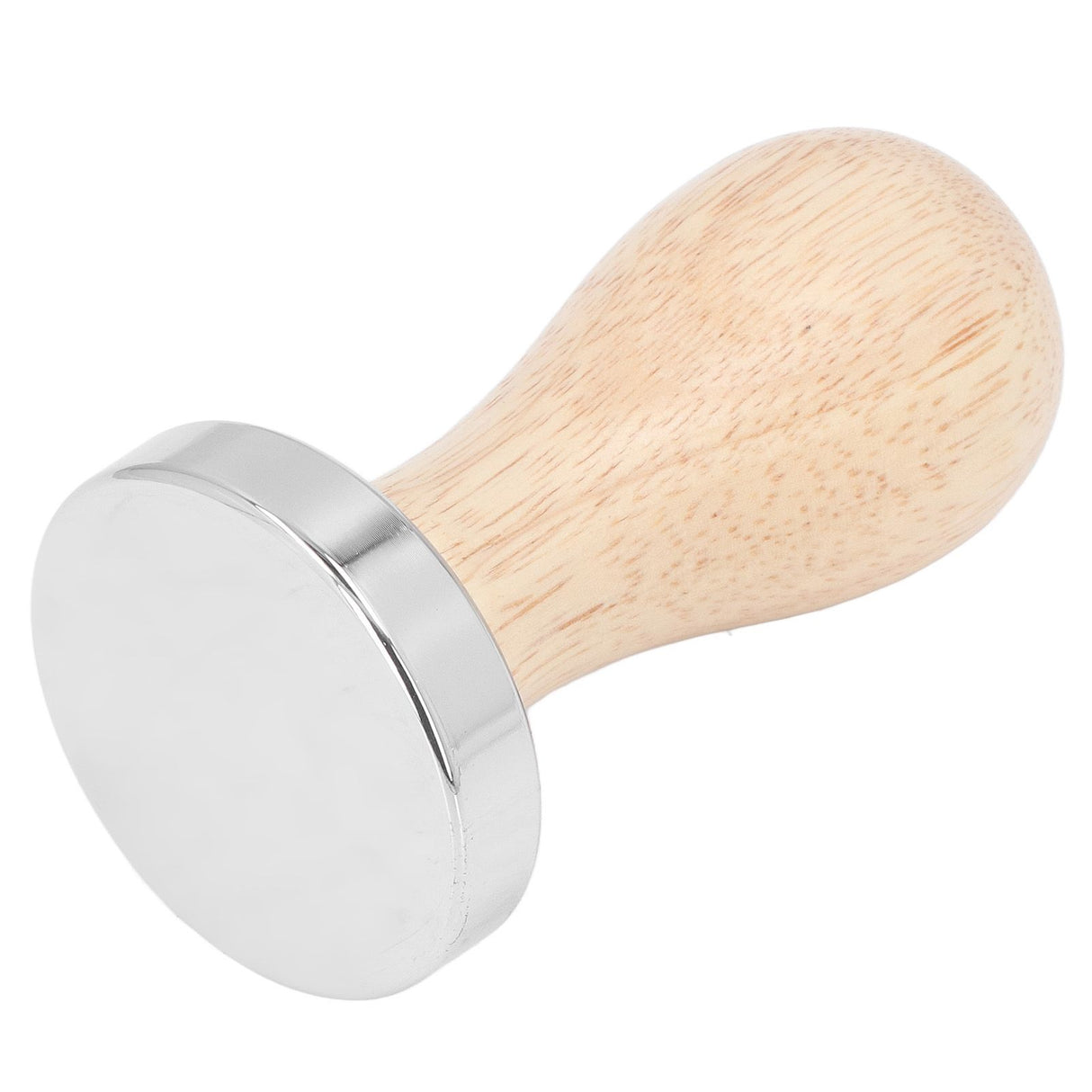 Coffee Tamper Detachable Food Grade Stainless Steel Flat Bottom Coffee Powder Press Hammer with Wooden Handle 49mm