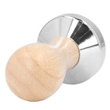 Coffee Tamper Detachable Food Grade Stainless Steel Flat Bottom Coffee Powder Press Hammer with Wooden Handle 49mm - Low Angle