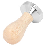 Coffee Tamper Detachable Food Grade Stainless Steel Flat Bottom Coffee Powder Press Hammer with Wooden Handle 49mm