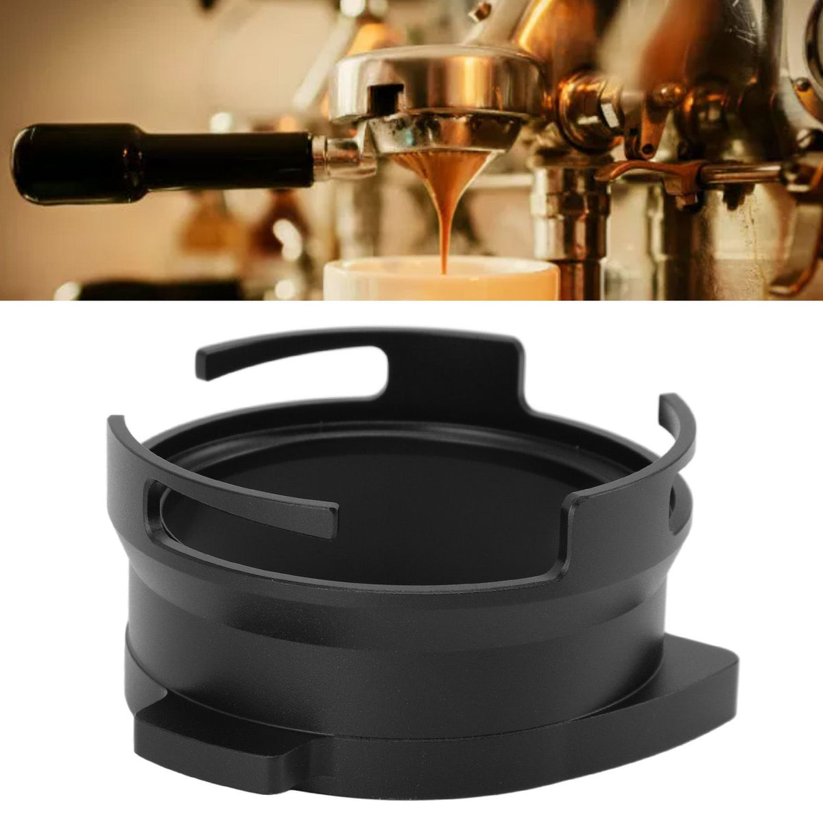 54mm Coffee Portafilter Dosing Funnel Aluminum Alloy Rotatable Dosing Funnel Coffee Machine Accessories Black