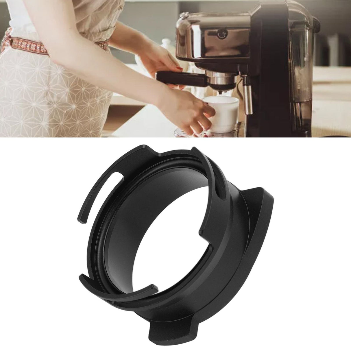 54mm Coffee Portafilter Dosing Funnel Aluminum Alloy Rotatable Dosing Funnel Coffee Machine Accessories Black