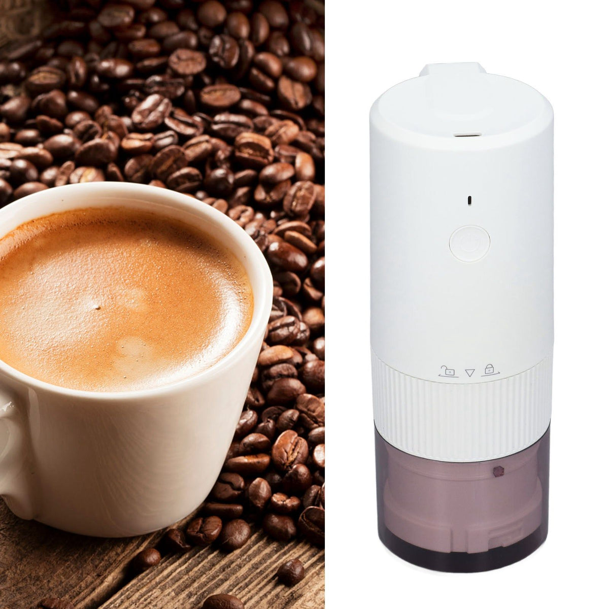 Electric Coffee Grinder Home Travel Portable USB Rechargeable Wireless Mini Electric Automatic Cone Coffee Grinder White