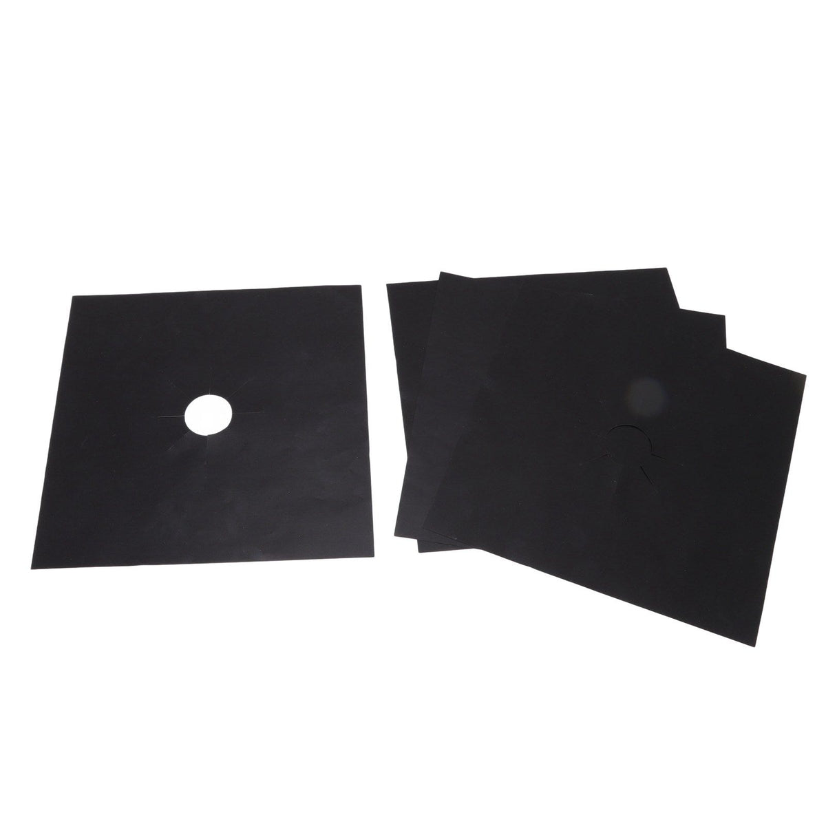 4Pcs Stove Burner Cover PTFE Coating Non Stick Gas Range Stove Top Protector Pad for Kitchen Cooking Black 27x27cm 0.1mm