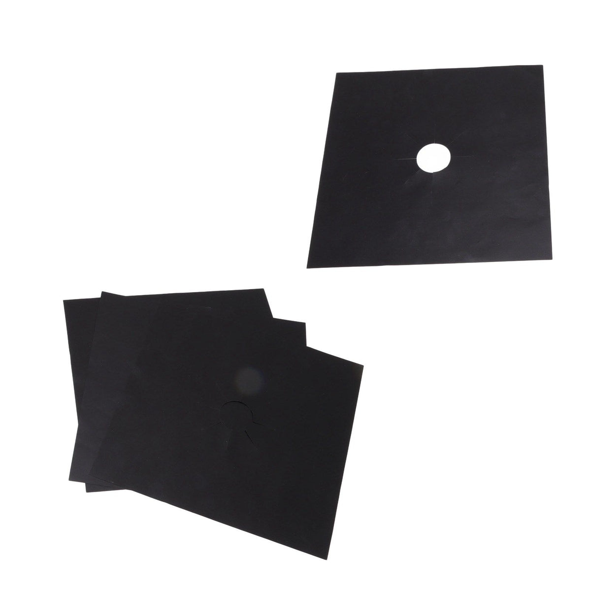 4Pcs Stove Burner Cover PTFE Coating Non Stick Gas Range Stove Top Protector Pad for Kitchen Cooking Black 27x27cm 0.1mm