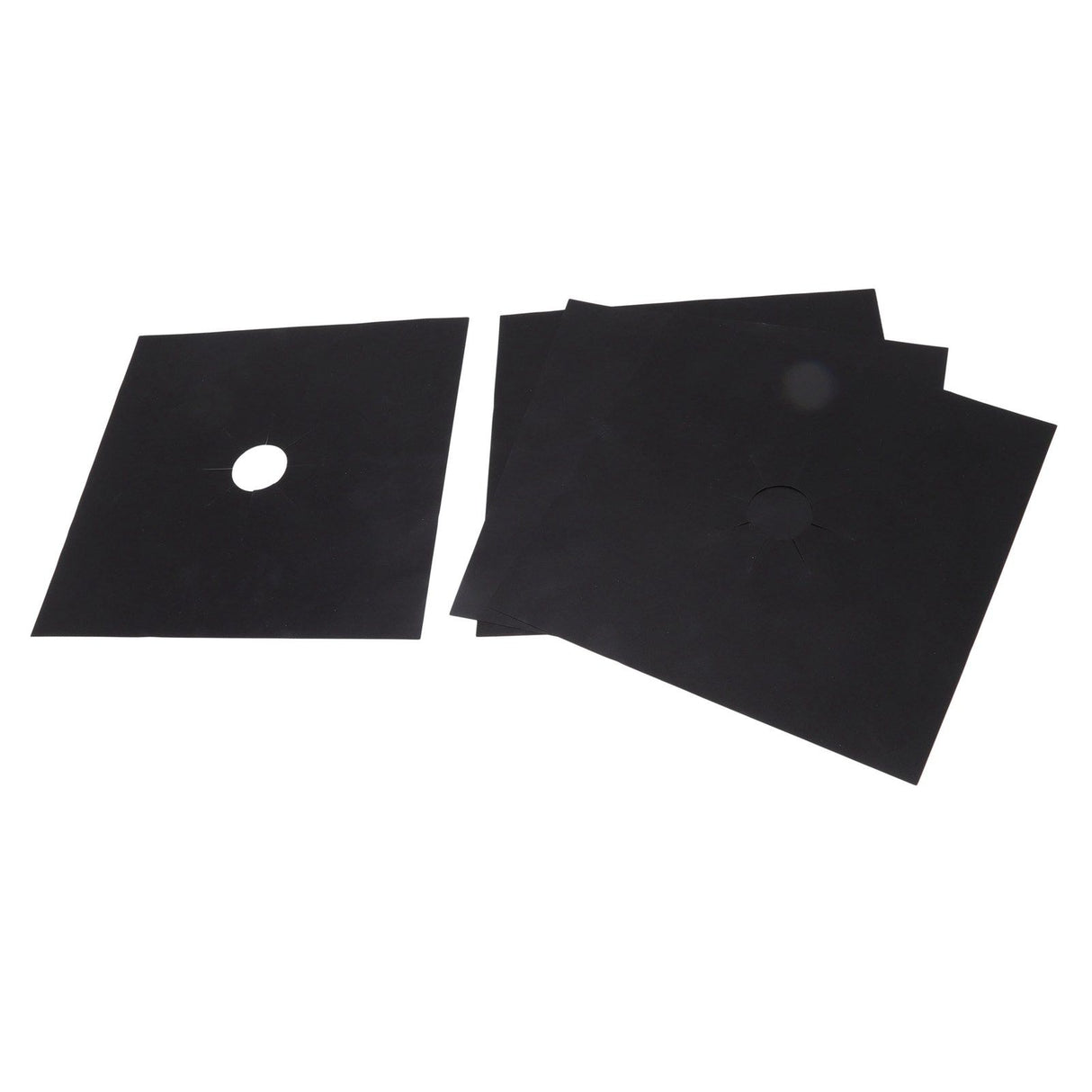 4Pcs Stove Burner Cover PTFE Coating Non Stick Gas Range Stove Top Protector Pad for Kitchen Cooking Black 27x27cm 0.1mm