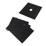 4Pcs Stove Burner Cover PTFE Coating Non Stick Gas Range Stove Top Protector Pad for Kitchen Cooking Black 27x27cm 0.1mm - Low Angle